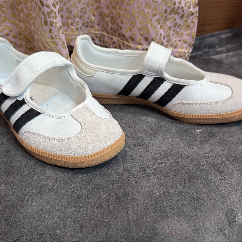 Adidas White and Black Striped Sneakers
